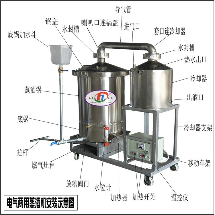 分体式双层蒸酒机液态酿酒设备图2