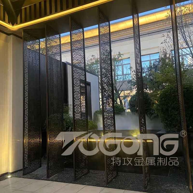 中式金属屏风花格定制_酒店不锈钢屏风装饰_佛山不锈钢屏风厂家图5