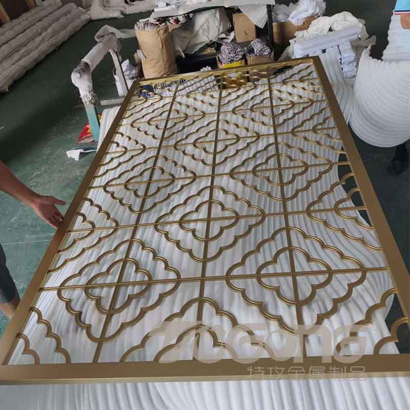 酒店不锈钢屏风隔断_大堂不锈钢屏风花格定制_不锈钢屏风厂家图4