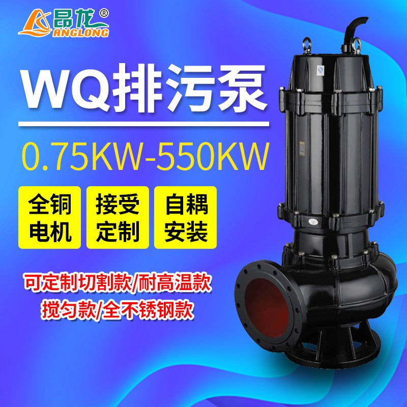 WQ无堵塞潜水污水泵 固定耦合安装潜水液下泵大功率铸铁排污泵