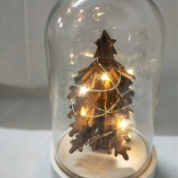 厂家批发圣诞节玻璃灯罩装饰品 雕刻木质圣诞礼品
